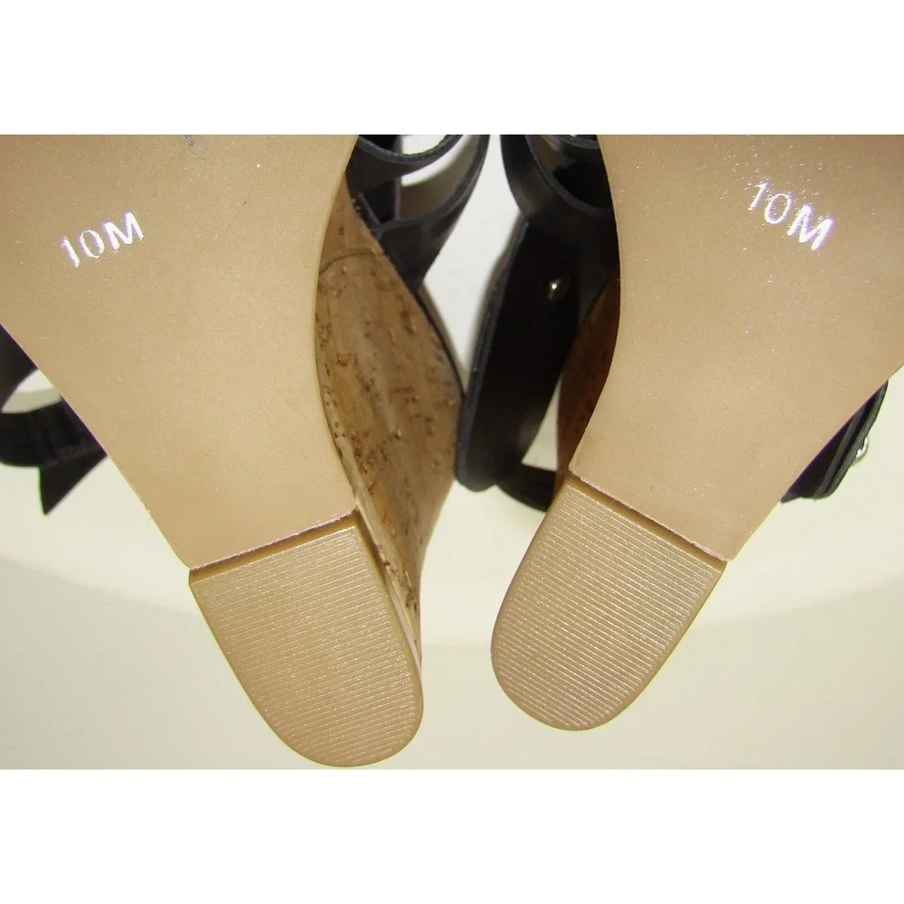 NEW Via Spiga Italy Black Gladiator Cork Wedge Heels Sandals Size 10M   C114